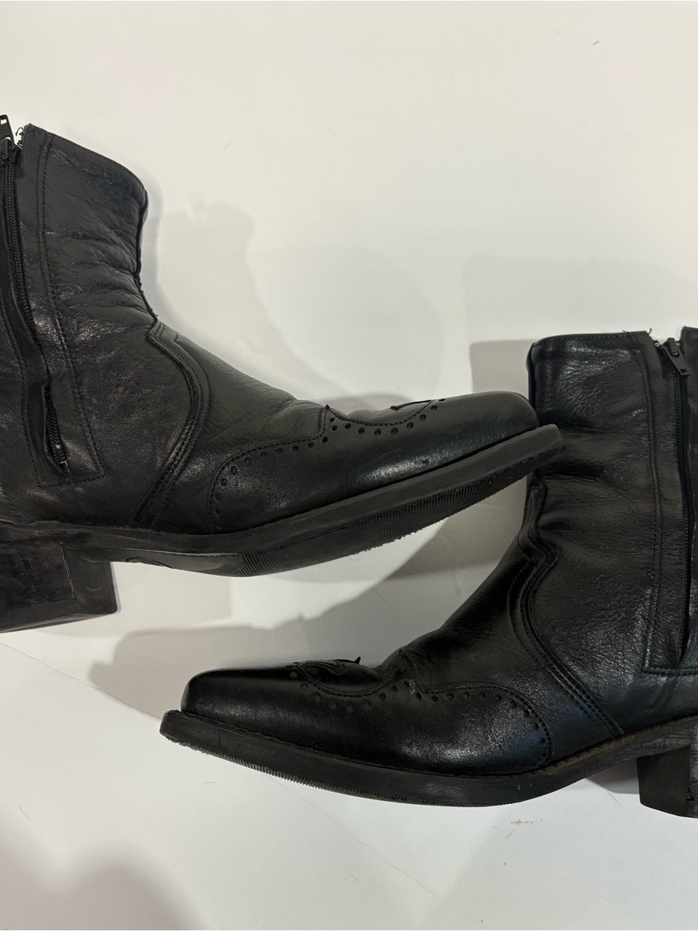 Abilene Men's 8 Black Cowhide Leather Side Zip Western Boots Made in USA 6444 - Picture 8 of 12